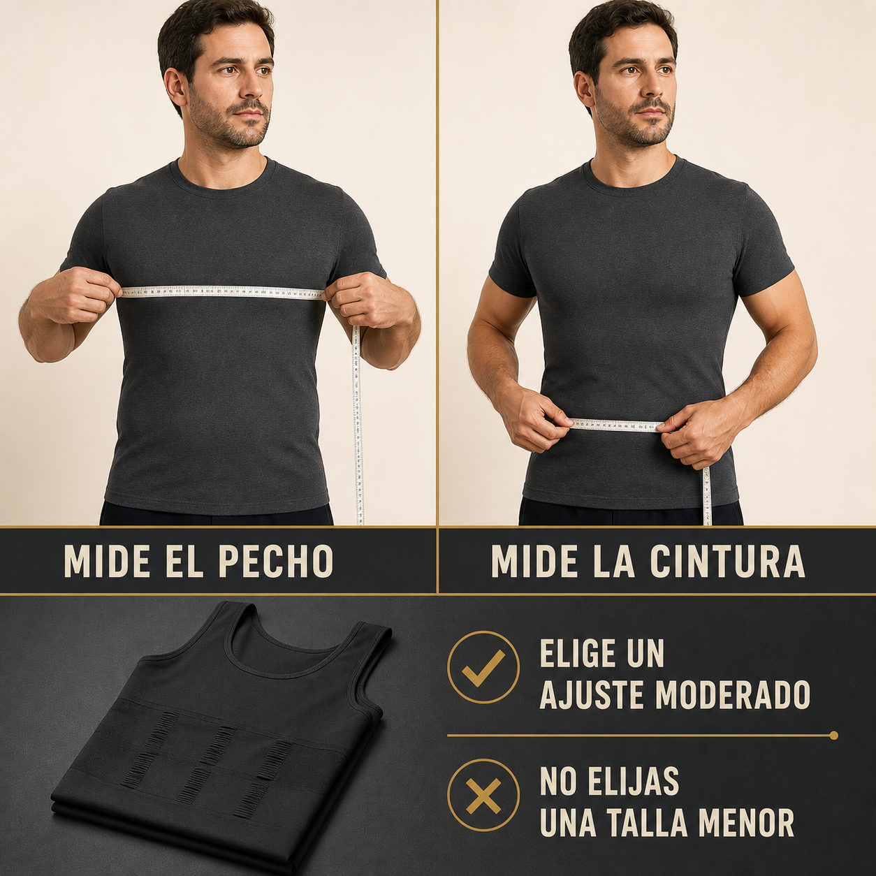 Guía para medir pecho y cintura y elegir un ajuste moderado