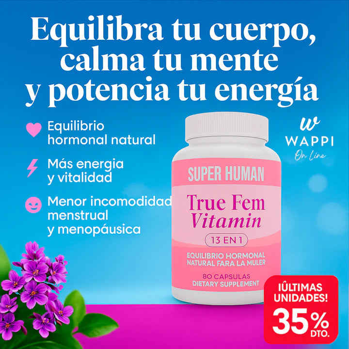 TrueFem™ Balance – Cápsulas para el Equilibrio Hormonal y Bienestar Femenino