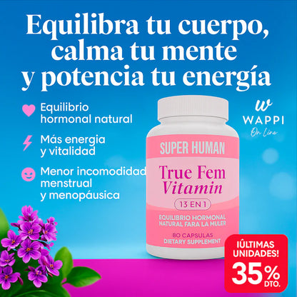 TrueFem™ Balance – Cápsulas para el Equilibrio Hormonal y Bienestar Femenino
