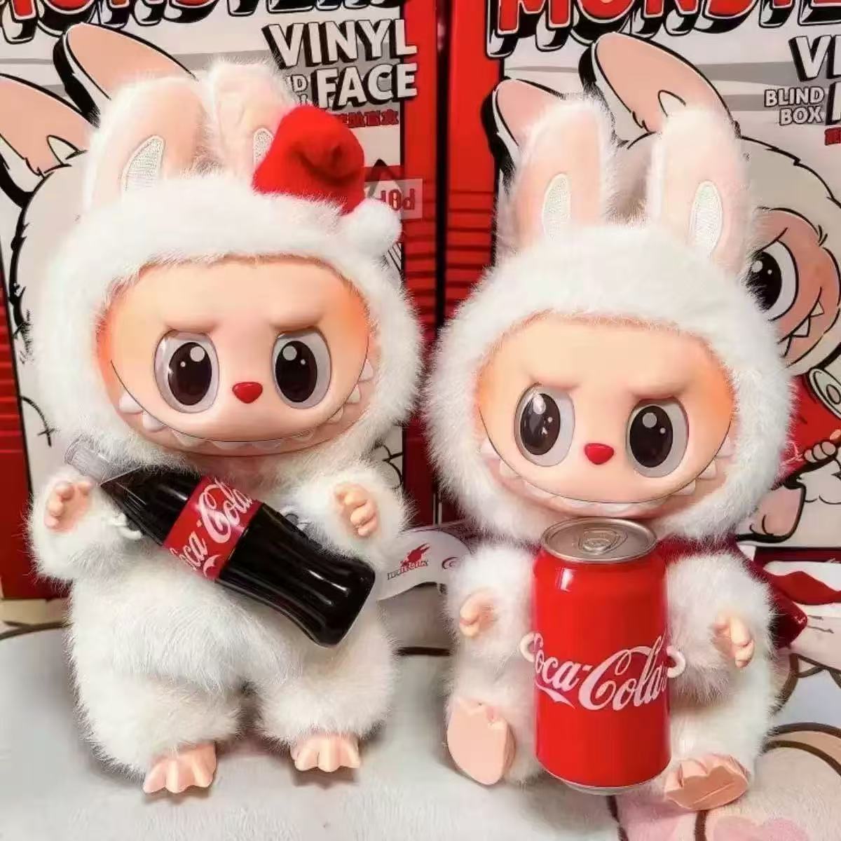 Motherland version of bubble mateab labubu Coca-Cola enamel face series plush pendant doll figure