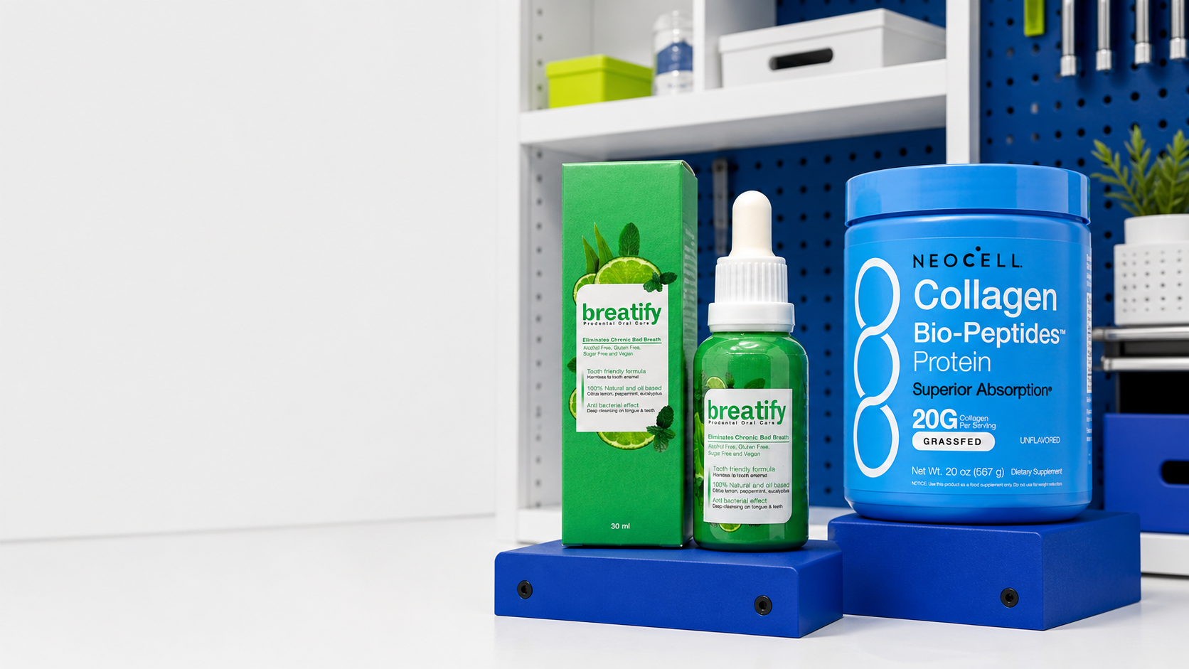 BREATIFY y NeoCell Collagen en estación azul Drop Factory