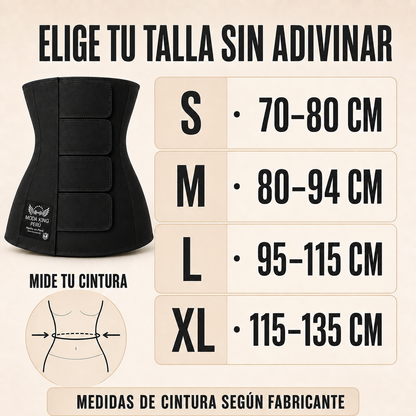 Guía de tallas en centímetros para faja cinturilla S, M, L y XL