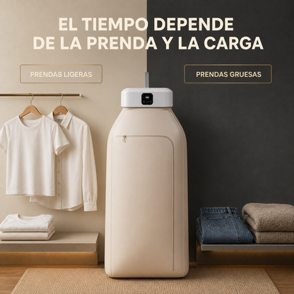 El tiempo de secado depende del tipo de prenda y de la carga