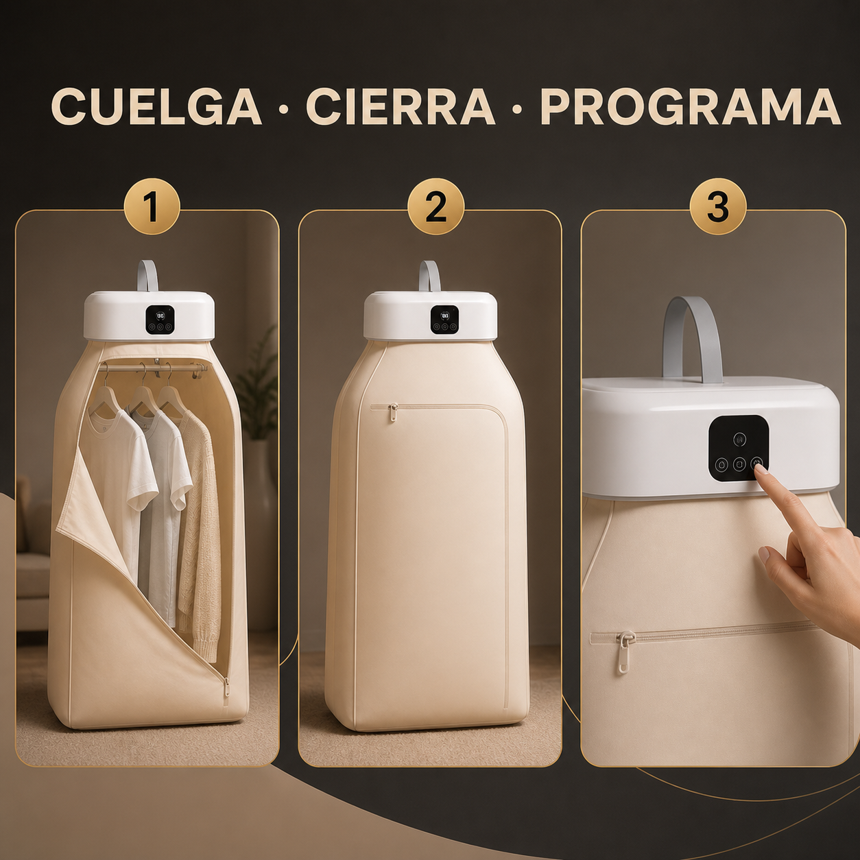 Cómo usar la secadora portátil: cuelga, cierra y programa