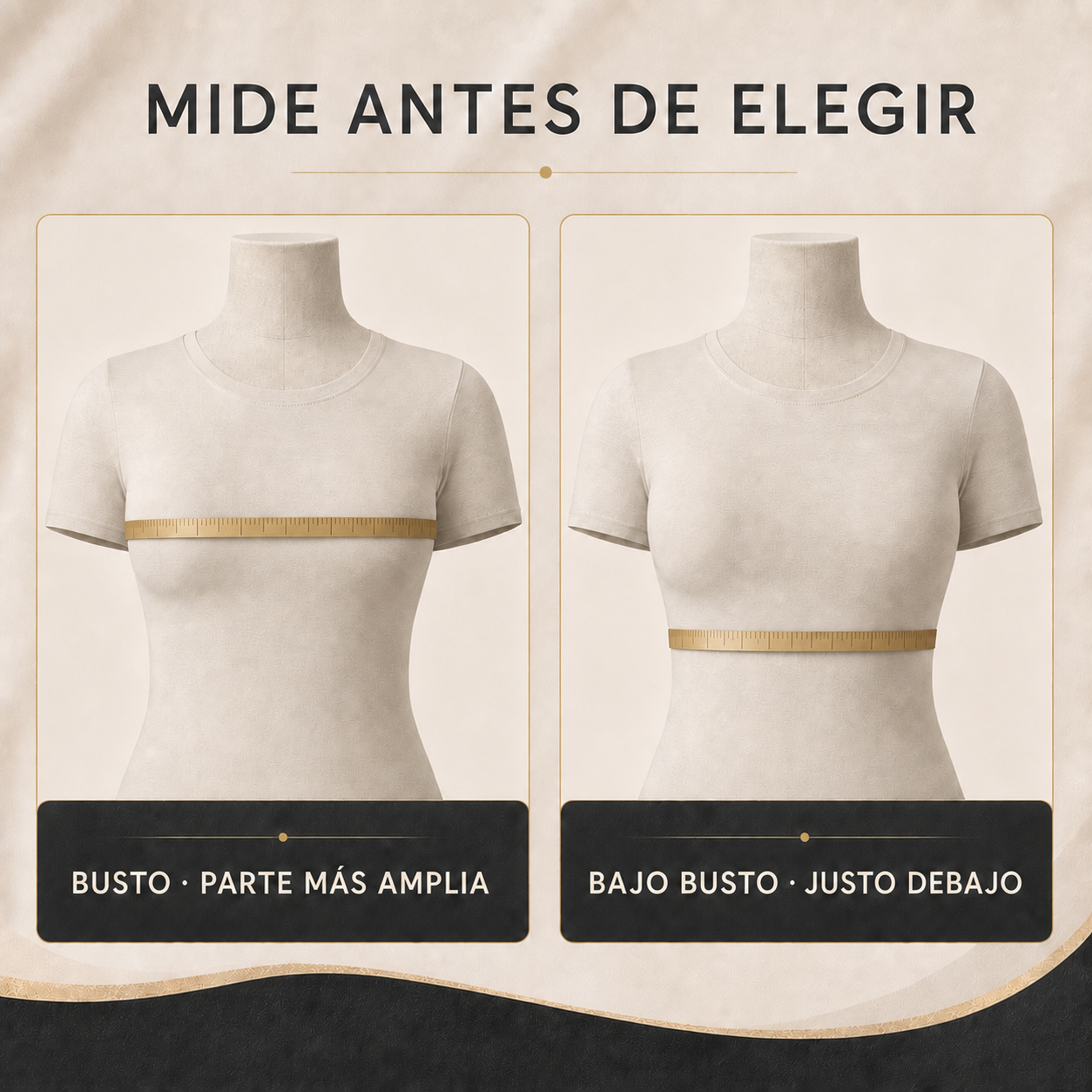 Guía para medir busto y contorno bajo busto antes de elegir talla